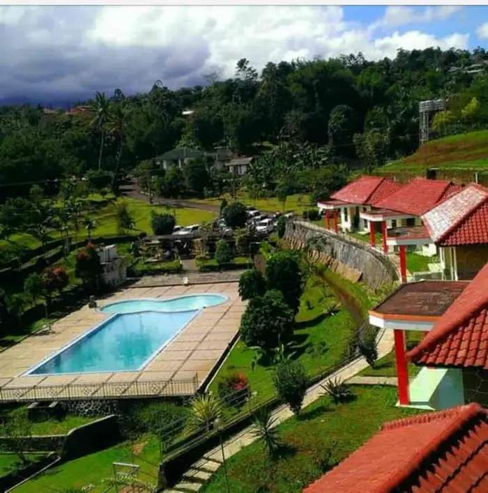 Lapangan rumput di area penginapan Puncak